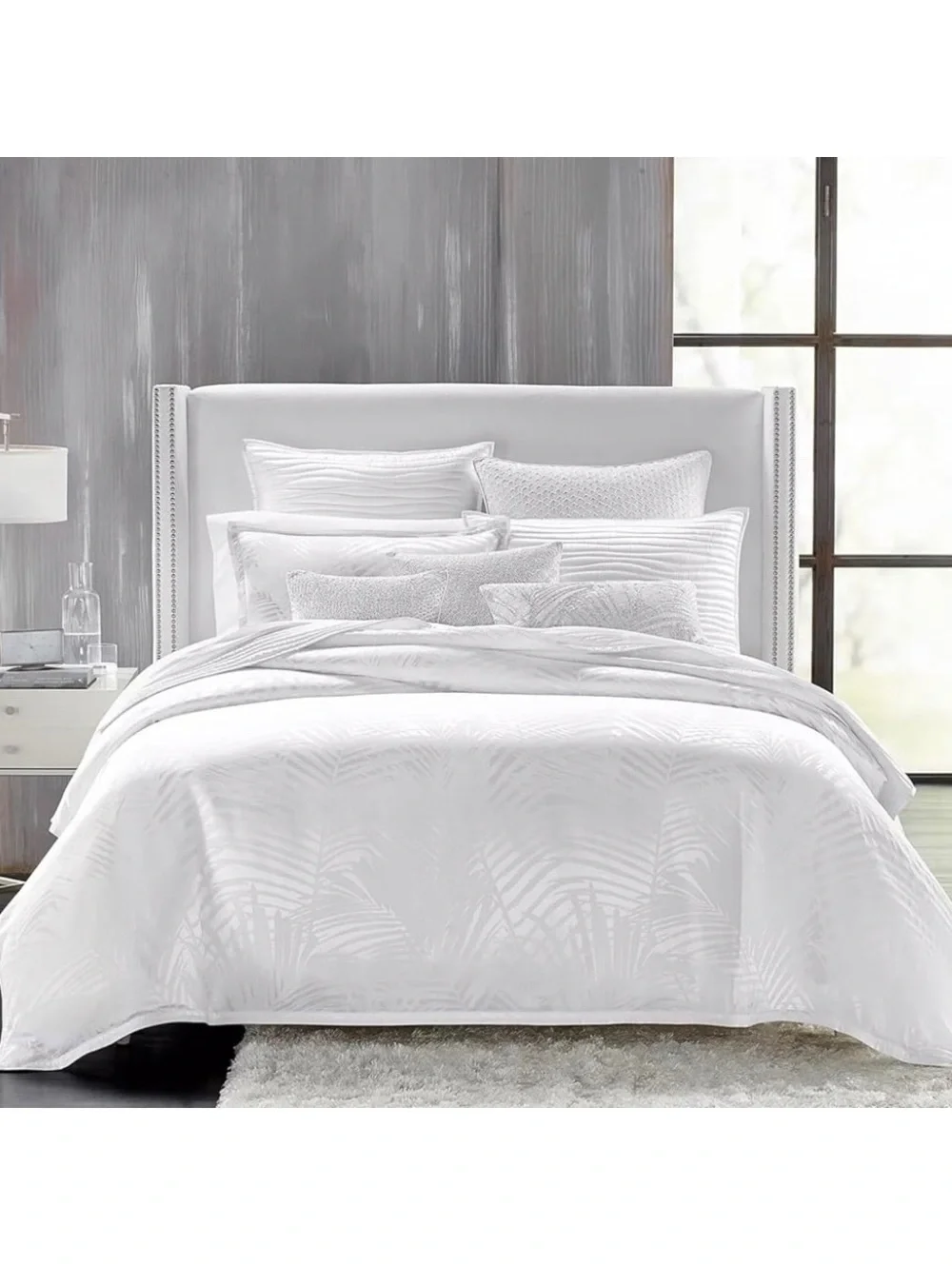 Hudson Park Palmetto Silk Blend Queen Duvet Cover + 2-Pillow Shams in White NWT
